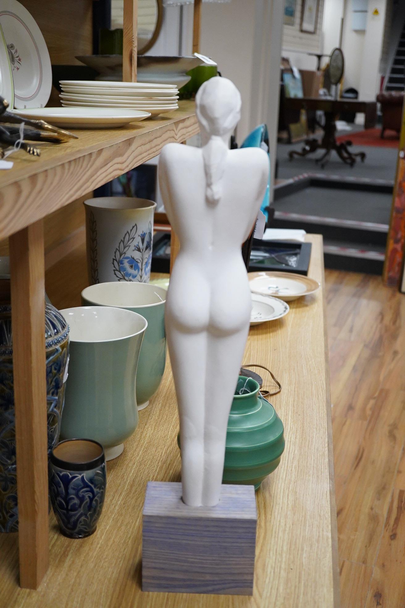 Tony Yates, study of a standing nude woman, raised on wooden base, unsigned, 56cm high
